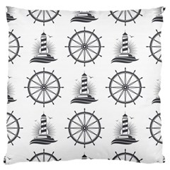 Marine Nautical Seamless Pattern With Vintage Lighthouse Wheel Standard Premium Plush Fleece Cushion Case (one Side) by Bedest