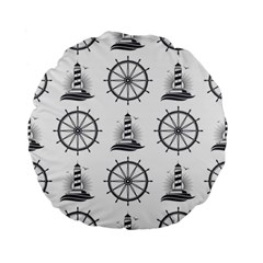 Marine Nautical Seamless Pattern With Vintage Lighthouse Wheel Standard 15  Premium Flano Round Cushions by Bedest