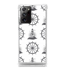 Marine Nautical Seamless Pattern With Vintage Lighthouse Wheel Samsung Galaxy Note 20 Ultra Tpu Uv Case by Bedest