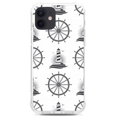 Marine Nautical Seamless Pattern With Vintage Lighthouse Wheel Iphone 12/12 Pro Tpu Uv Print Case by Bedest