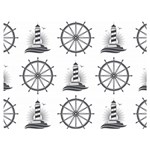 Marine Nautical Seamless Pattern With Vintage Lighthouse Wheel Two Sides Premium Plush Fleece Blanket (Extra Small) 40 x30  Blanket Front