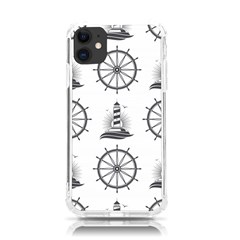 Marine Nautical Seamless Pattern With Vintage Lighthouse Wheel Iphone 11 Tpu Uv Print Case by Bedest