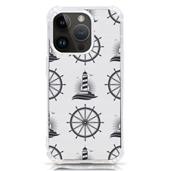 Marine Nautical Seamless Pattern With Vintage Lighthouse Wheel Iphone 14 Pro Tpu Uv Print Case by Bedest