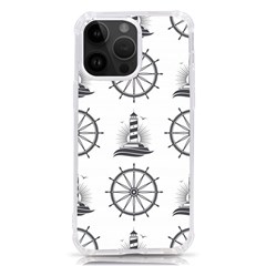 Marine Nautical Seamless Pattern With Vintage Lighthouse Wheel Iphone 14 Pro Max Tpu Uv Print Case by Bedest