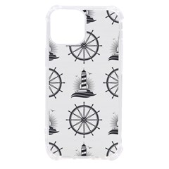 Marine Nautical Seamless Pattern With Vintage Lighthouse Wheel Iphone 13 Mini Tpu Uv Print Case by Bedest