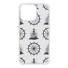 Marine Nautical Seamless Pattern With Vintage Lighthouse Wheel Iphone 13 Pro Tpu Uv Print Case by Bedest