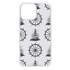 Marine Nautical Seamless Pattern With Vintage Lighthouse Wheel Iphone 13 Pro Max Tpu Uv Print Case by Bedest