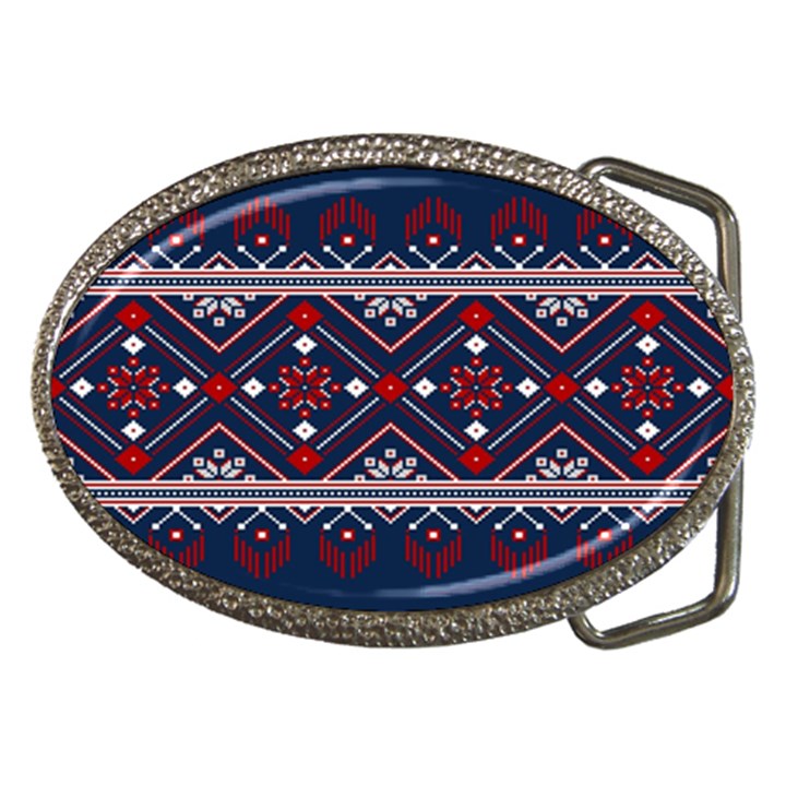 Ukrainian Folk Seamless Pattern Ornament Art Belt Buckles