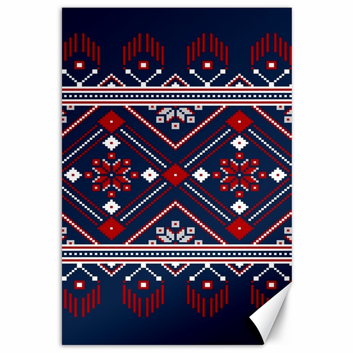 Ukrainian Folk Seamless Pattern Ornament Art Canvas 12  x 18 