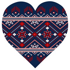 Ukrainian Folk Seamless Pattern Ornament Art Wooden Puzzle Heart