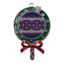 Ukrainian Folk Seamless Pattern Ornament Art Metal X mas Lollipop With Crystal Ornament by Bedest