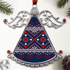 Ukrainian Folk Seamless Pattern Ornament Art Metal Angel With Crystal Ornament by Bedest