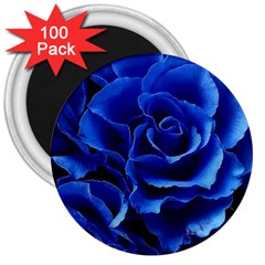 Blue Roses Flowers Plant Romance Blossom Bloom Nature Flora Petals 3  Magnets (100 Pack) by Bedest