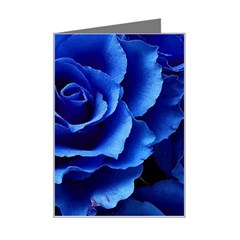 Blue Roses Flowers Plant Romance Blossom Bloom Nature Flora Petals Mini Greeting Card by Bedest