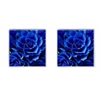 Blue Roses Flowers Plant Romance Blossom Bloom Nature Flora Petals Cufflinks (Square) Front(Pair)