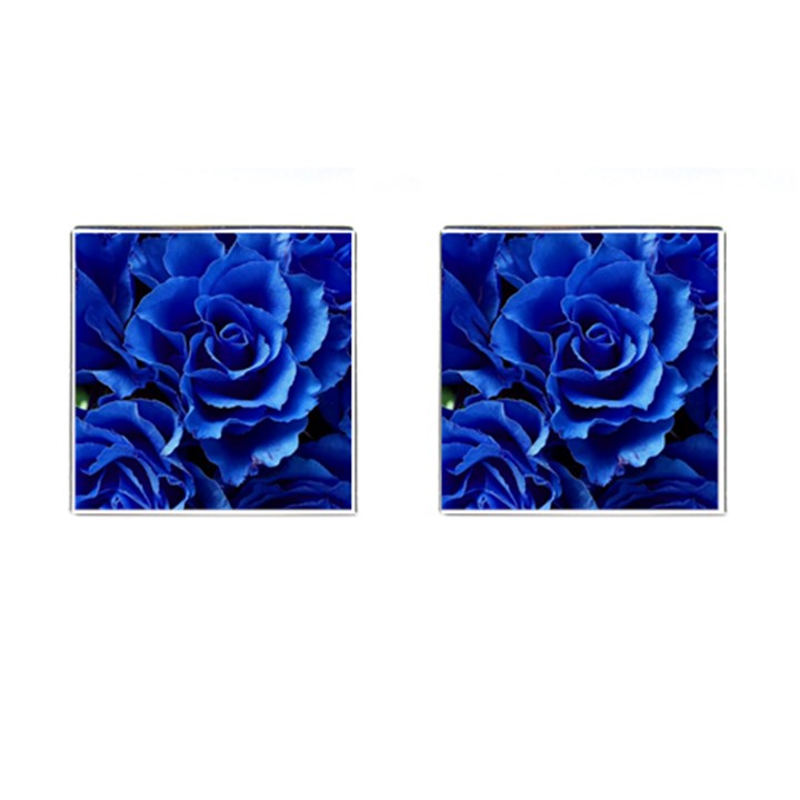 Blue Roses Flowers Plant Romance Blossom Bloom Nature Flora Petals Cufflinks (Square)