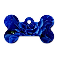 Blue Roses Flowers Plant Romance Blossom Bloom Nature Flora Petals Dog Tag Bone (two Sides) by Bedest