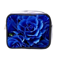 Blue Roses Flowers Plant Romance Blossom Bloom Nature Flora Petals Mini Toiletries Bag (one Side) by Bedest