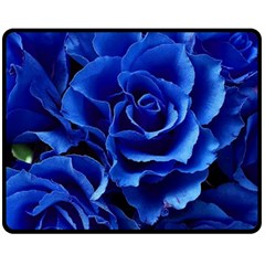 Blue Roses Flowers Plant Romance Blossom Bloom Nature Flora Petals Fleece Blanket (medium) by Bedest