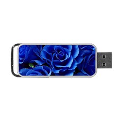 Blue Roses Flowers Plant Romance Blossom Bloom Nature Flora Petals Portable Usb Flash (one Side) by Bedest