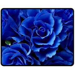 Blue Roses Flowers Plant Romance Blossom Bloom Nature Flora Petals Two Sides Fleece Blanket (medium) by Bedest