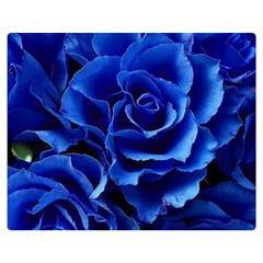 Blue Roses Flowers Plant Romance Blossom Bloom Nature Flora Petals Two Sides Premium Plush Fleece Blanket (medium) by Bedest