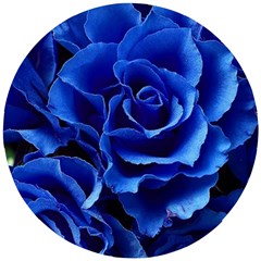 Blue Roses Flowers Plant Romance Blossom Bloom Nature Flora Petals Wooden Puzzle Round by Bedest