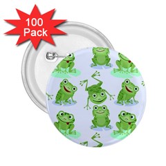 Cute Green Frogs Seamless Pattern 2 25  Buttons (100 Pack)  by Bedest