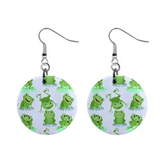 Cute Green Frogs Seamless Pattern Mini Button Earrings by Bedest