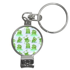 Cute Green Frogs Seamless Pattern Nail Clippers Key Chain by Bedest