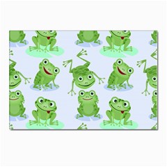 Cute Green Frogs Seamless Pattern Postcards 5  X 7  (pkg Of 10) by Bedest