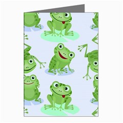 Cute Green Frogs Seamless Pattern Greeting Cards (pkg Of 8) by Bedest