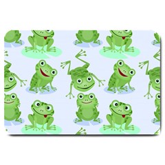 Cute Green Frogs Seamless Pattern Large Doormat by Bedest