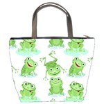 Cute Green Frogs Seamless Pattern Bucket Bag Back