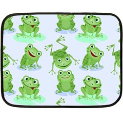 Cute Green Frogs Seamless Pattern Two Sides Fleece Blanket (mini) by Bedest