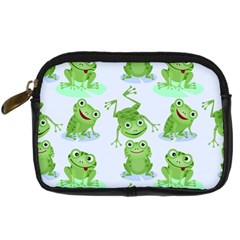 Cute Green Frogs Seamless Pattern Digital Camera Leather Case by Bedest