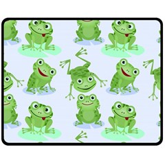 Cute Green Frogs Seamless Pattern Fleece Blanket (medium) by Bedest