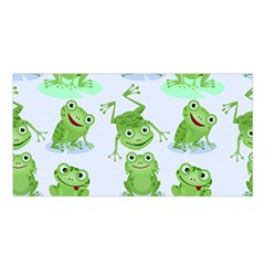 Cute Green Frogs Seamless Pattern Satin Shawl 45  X 80  by Bedest