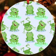 Cute Green Frogs Seamless Pattern Uv Print Acrylic Ornament Round by Bedest