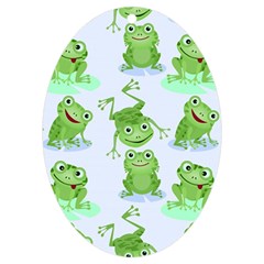 Cute Green Frogs Seamless Pattern Uv Print Acrylic Ornament Oval by Bedest