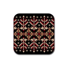 Vector Illustration Of Ukrainian Folk Seamless Pattern Ethnic Ornament Border Element Traditional Rubber Coaster (square) by Bedest