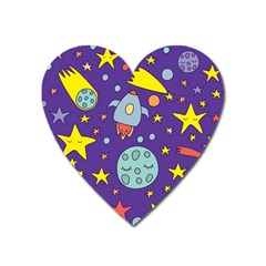 Card With Lovely Planets Heart Magnet by Bedest