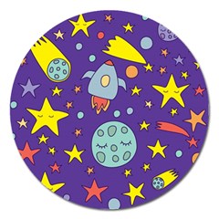 Card With Lovely Planets Magnet 5  (round) by Bedest