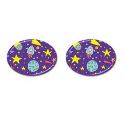 Card With Lovely Planets Cufflinks (oval) by Bedest