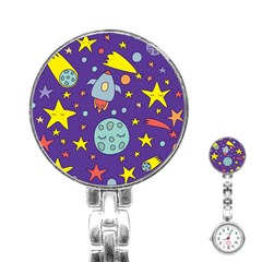 Card With Lovely Planets Stainless Steel Nurses Watch by Bedest