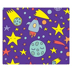 Card With Lovely Planets Two Sides Premium Plush Fleece Blanket (small) by Bedest