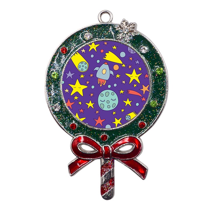 Card With Lovely Planets Metal X Mas Lollipop with Crystal Ornament