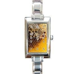 Honeycomb With Bees Rectangle Italian Charm Watch by Bedest