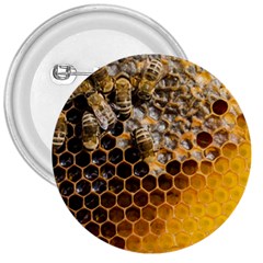 Honeycomb With Bees 3  Buttons by Bedest