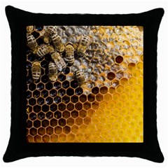 Honeycomb With Bees Throw Pillow Case (black) by Bedest